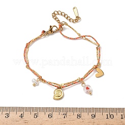 Браслеты с подвесками в виде звеньев цепи из нержавеющей стали 304 BJEW-A053-02G