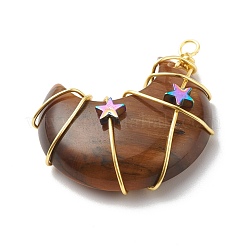 Подвески из медной проволоки с натуральным тигровым глазом&nbsp;PALLOY-JF01639-02