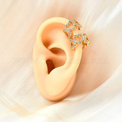 Латунные серьги-манжеты из прозрачного кубического циркония&nbsp;EJEW-F370-31G