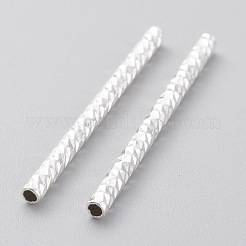 真鍮製チューブビーズ  長持ちメッキ  多面的なチューブ  925銀メッキ  30x2mm  穴：1.2mm&nbsp;KK-Y003-77B-S