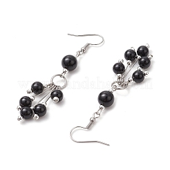 2 пара сережек-подвесок из синтетической аква-терра-яшмы и натурального черного оникса EJEW-JE06383