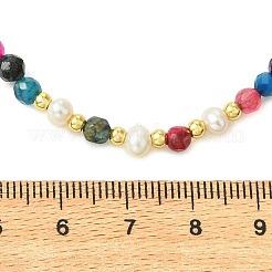 Collares de cuentas de ágata natural redonda facetada (teñida y tratada térmicamente)&nbsp;NJEW-JN06617