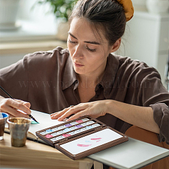 Деревянная магнитная коробка для красок с откидной крышкой AJEW-WH0348-685