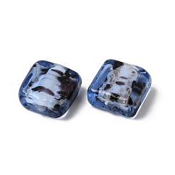 手作りゴールドパウダー入りランプワークビーズ  正方形  ミックスカラー  12.5x12.5x6~6.5mm  穴：1.8mm&nbsp;LA-CBAC6A6-02