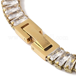 Ионное покрытие (ip) 304 нержавеющая сталь паве прозрачный кубический цирконий прямоугольные звенья цепи браслеты для женщин&nbsp;BJEW-Z066-01G-01