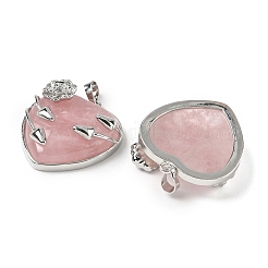 Pendentifs coeur en quartz rose naturel&nbsp;G-S391-01P-G