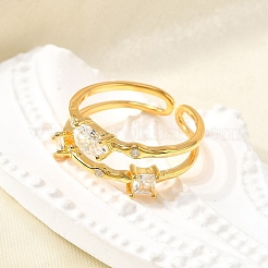 Капля 925 стерлингового серебра кубический цирконий регулируемые манжеты кольца для женщин RJEW-S631-02G