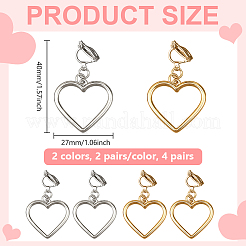 4 пара двухцветных серег-клипс из железного сплава&nbsp;EJEW-HY0001-38