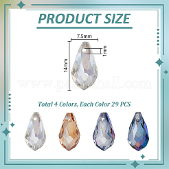 4 цвет гальванизированные прозрачные стеклянные бусины&nbsp;GLAA-GA0002-36A