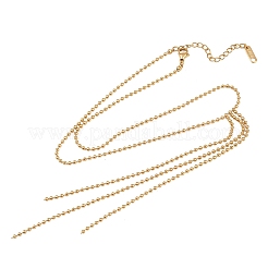 Женские ожерелья с шариковой цепочкой и кисточками из нержавеющей стали 304 NJEW-Z104-01G