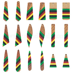 18 шт. 9 подвески из эпоксидной смолы и орехового дерева RESI-TA0003-88A