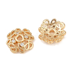 Колпачки для бусин из прозрачного кубического циркония из латуни KK-K407-44G