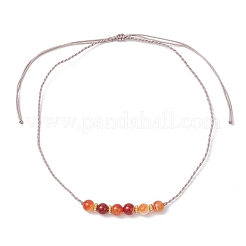 8 мм окрашенный натуральный полосатый агат круглые плетеные регулируемые бусины ожерелья для женщин&nbsp;NJEW-JN05319