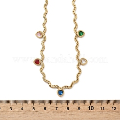 Ожерелья-кисточки из нержавеющей стали 304 с разноцветными кубическими цирконами для женщин&nbsp;NJEW-V015-01G-A