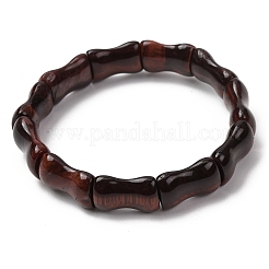 Pulseras elásticas de cuentas de ojo de tigre natural de bambú para mujeres y hombres&nbsp;BJEW-K272-01N