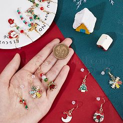12 Paar 12 Stil Weihnachtsmotiv Legierung baumeln Ohrringe&nbsp;EJEW-SC0001-33