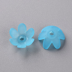 つや消しアクリルビーズキャップ  6花びら  花  ディープスカイブルー  14x6mm  穴：2mm  約1660個/500g&nbsp;MACR-S371-07A-755