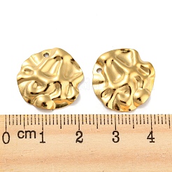 304ステンレスペンダント  テクスチャ  フラットラウンドのチャーム  18KGP本金メッキ  17x18x2mm  穴：1mm&nbsp;STAS-Z047-04G