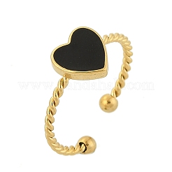 Anelli con polsino in acciaio inossidabile smaltato 304 per donna&nbsp;RJEW-G338-04G-02
