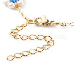 Жемчужные ракушки и акриловые бусины браслеты с цветочными звеньями X1-BJEW-TA00003-03