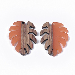 Pendentifs en bois de résine et de noyer&nbsp;RESI-S358-57I