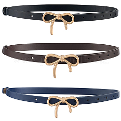 3 шт. 3 цвета сплава бант PU кожаный ремень цепь для женщин AJEW-CL0001-14A