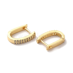 クリアキュービックジルコニアフープピアス  女性のための真鍮のアクセサリー  18KGP本金メッキ  16x12x3mm  ピン：1mm&nbsp;ZIRC-Q201-18G