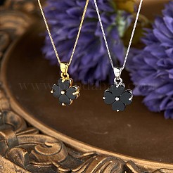 Колье с подвеской из натурального черного оникса и клевера JN1077B