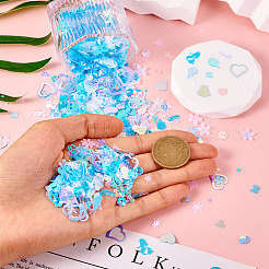 プラスチックスパンコールビーズ 100g  縫製工芸品の装飾  ライトブルー  6x6mm&nbsp;PVC-TA0001-04B