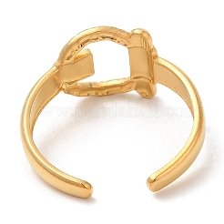 304ステンレススチールオープンカフリング  バックル形状  ゴールドカラー  内径：18mm&nbsp;RJEW-H213-03G