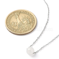 Ожерелья с круглыми бусинами из натурального розового кварца NJEW-JN04551-02