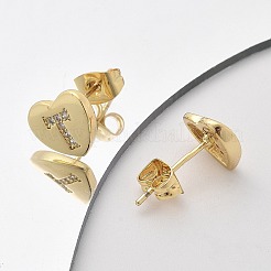 Aretes de corchete de circonita cúbica transparente con micro pavé de latón enchapado en cremallera&nbsp;EJEW-K299-01G-T