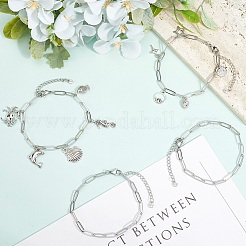 12 шт. браслеты из нержавеющей стали 304 с цепочками-скрепками&nbsp;BJEW-SC0001-40