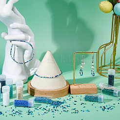 18 цвет стеклянные цилиндрические бусины синего и зеленого цвета SEED-DC0001-17