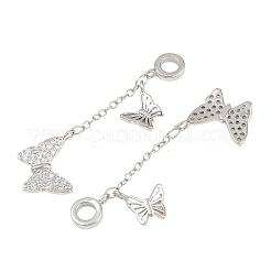 Подвески-шармы в виде бабочки из латуни с микропаве и прозрачными кубическими циркониями.&nbsp;KK-H257-04P