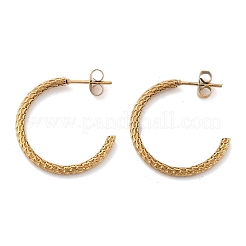Orecchini a bottone a forma di C in acciaio inossidabile 304&nbsp;EJEW-R017-03G-02