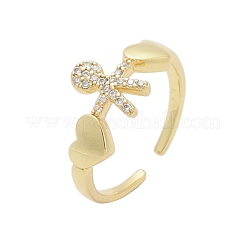 Регулируемые манжеты-кольца из латуни с микропаве из кубического циркония для женщин&nbsp;RJEW-C129-11G