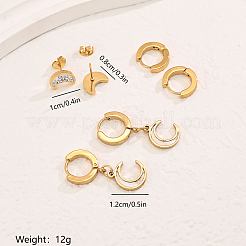 3 пара сережек-гвоздиков в форме луны из нержавеющей стали 304 TZ7718-1