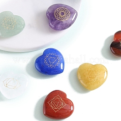 7 figurines de cœur de guérison en pierres précieuses naturelles chakra&nbsp;PW-WGD5834-01