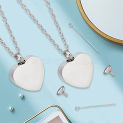 2 collana con ciondolo a forma di cuore in acciaio inossidabile per bara cineraria&nbsp;NJEW-CN0001-25