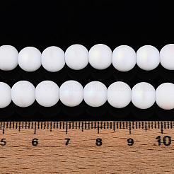 Brins de perles de verre opaques givrées&nbsp;LS-GLAA-T032-P8mm-MBB02