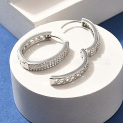 真鍮製キュービックジルコニアフープピアス  カドミウムフリー＆鉛フリー  プラチナ  23x4mm&nbsp;EJEW-M048-05P