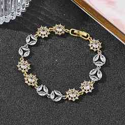 Bracelets à maillons en laiton micro pavé en oxyde de zirconium transparent pour femmes&nbsp;BJEW-C156-06A-PG