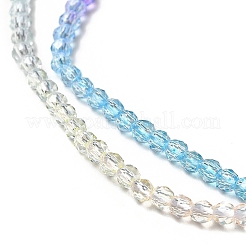 透明なグラデーションカラーのガラスビーズ連売り  多面カットラウンド  カラフル  2mm  穴：0.8mm  約160~178個/連  13.58 ~14.17インチ（34.5~36cm）&nbsp;LS-GLAA-H021-01A-19