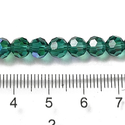 電気メッキ透明ガラスビーズ連売り  ファセット（32ファセット）  ラウンド  虹メッキ  シーグリーン  6mm  穴：1mm  約98~100個/連  20.39~20.59インチ（51.8~52.3cm）&nbsp;EGLA-A035-T6mm-L18