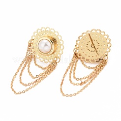 Серьги-гвоздики с акриловым жемчужным цветком и цепочками&nbsp;EJEW-I265-04G