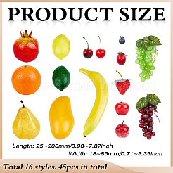 45 Stück 16 Stile Kunststoff & Schaumstoff-Imitat Obst&nbsp;AJEW-PH0008-23