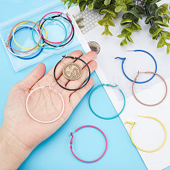 7 пара больших серег-колец Huggie Hoop из нержавеющей стали 201 двух цветов&nbsp;EJEW-DC0001-09