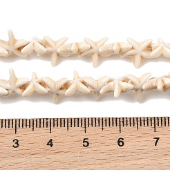合成ターコイズ染色ビーズ連売り  ヒトデ  フローラルホワイト  10x10x3.5mm  穴：0.8mm  約61個/連  14.76''（37.5センチメートル）&nbsp;GG-CBA2BD3-01A