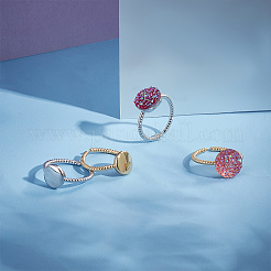 4 шт. 2-х цветное латунное плоское круглое открытое кольцо-манжета RJEW-UN0002-43